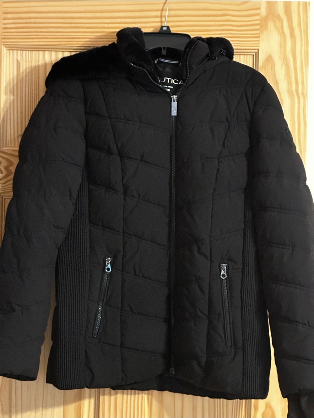 Nautica Women's Black Quilted Hooded Puffer Jacket